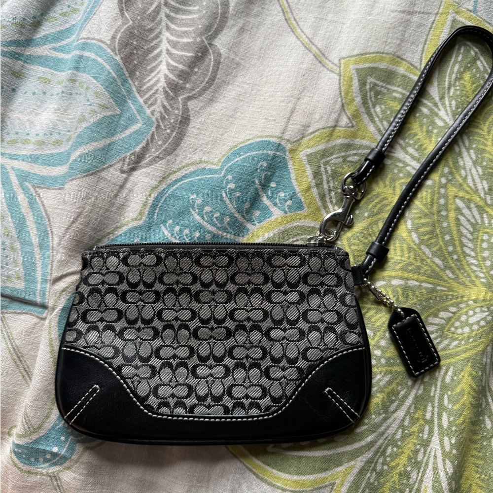 Coach Black and Gray Signature Wristlet